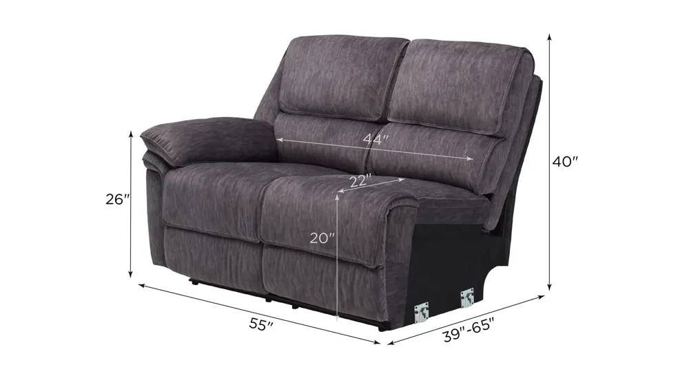 Portman Left Arm Facing Reclining Loveseat Dimensions
