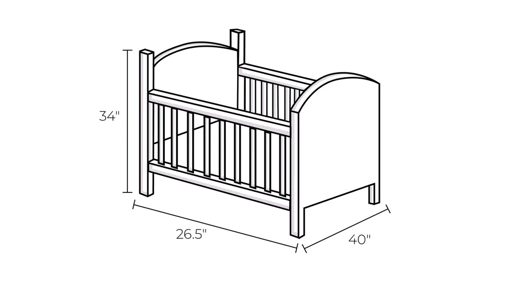 Palmer 3-in-1 Convertible Mini Crib W/ Mattress Pad Dimensions