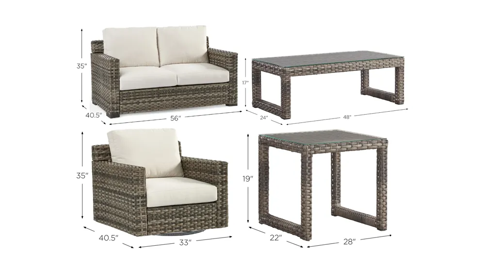 New Java 4-pc. Outdoor Living Set Dimensions