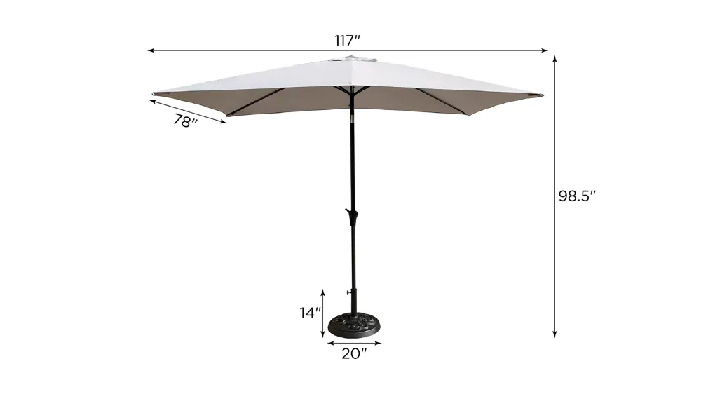 Indigo Bay 2-pc. Rectangle Pole Outdoor Umbrella w/ Base Dimensions