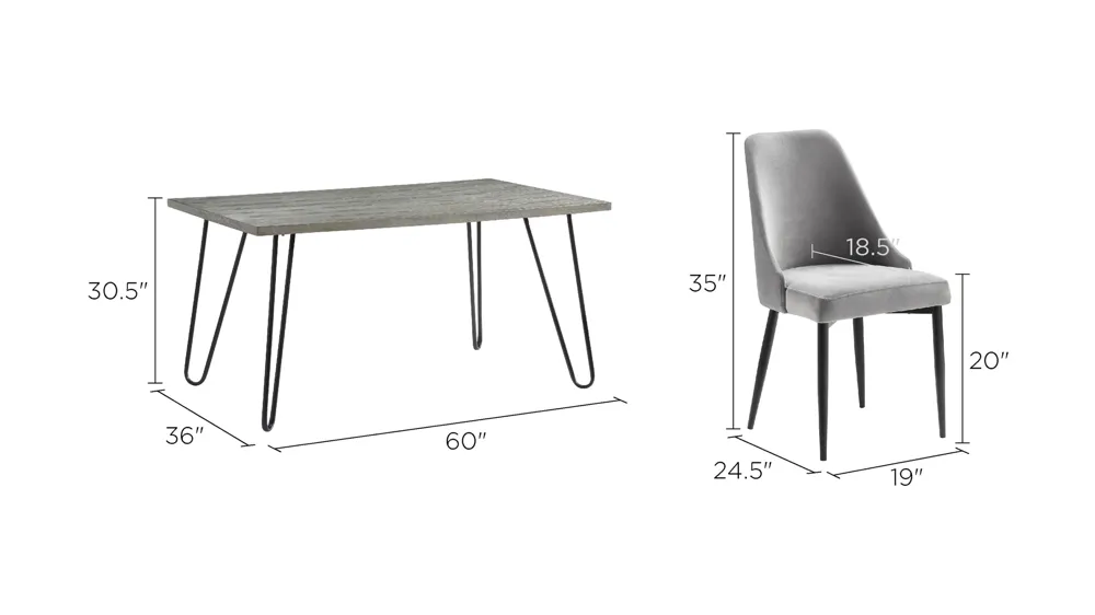 Weston 5-pc Dining Set Dimensions