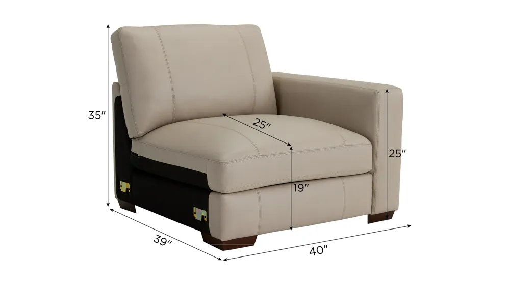 Oaklynn leather Right Arm Facing Chair Dimensions