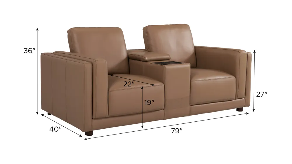 Marni Leather Media Console Loveseat Dimensions