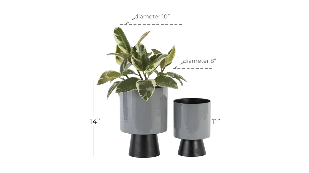 Ivy Collection Majorette Planter Set of 2 Dimensions