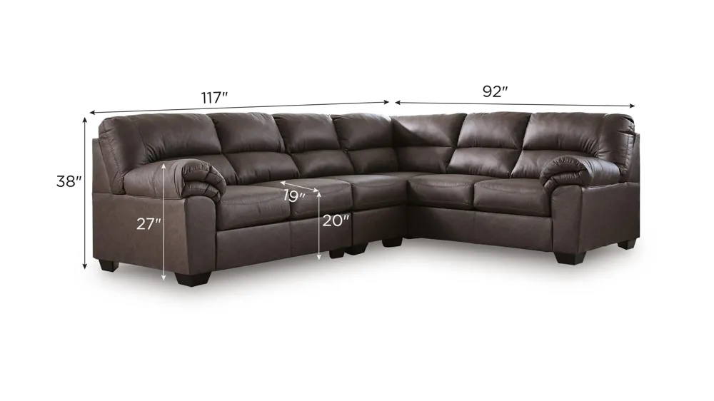 Livingstone 3-pc. Sectional Dimensions