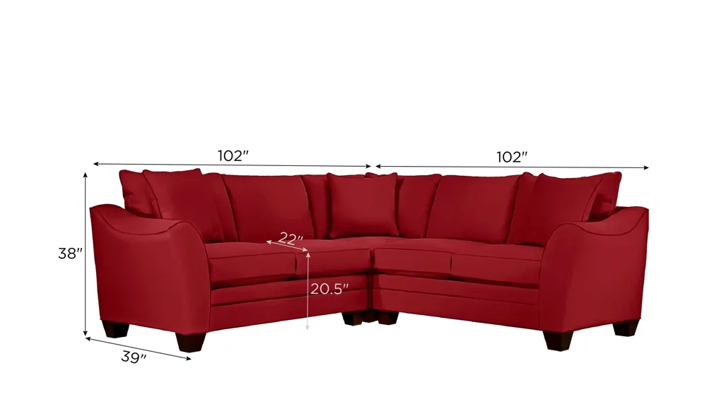 Foresthill 3-pc. Symmetrical Loveseat Sectional Sofa Dimensions