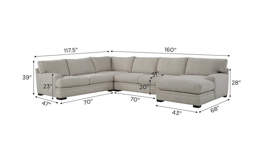 Bayside 4-pc. Sectional Dimensions