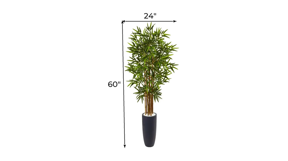 5ft. Bamboo Artificial Tree in Gray Cylinder Planter Dimensions