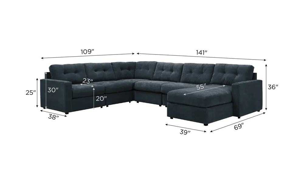 ModularOne 6-pc. Sectional Dimensions