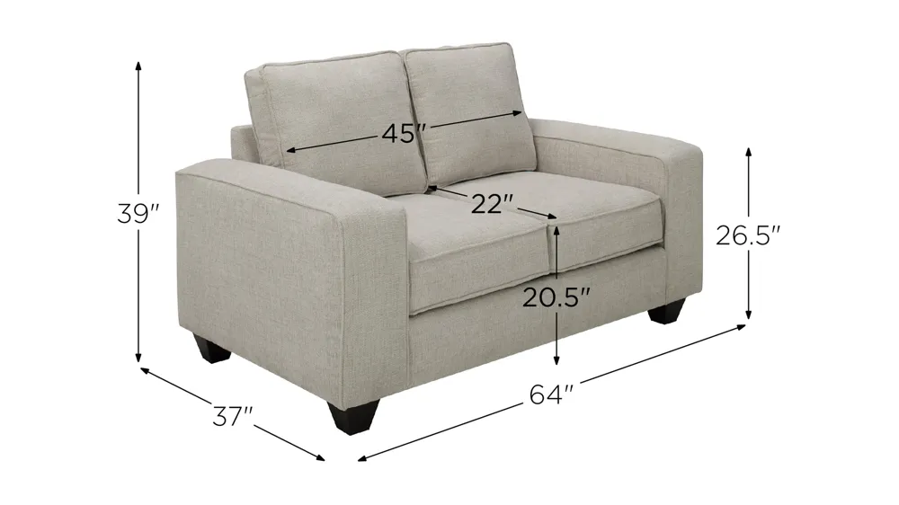 Alston Chenille Loveseat Dimensions