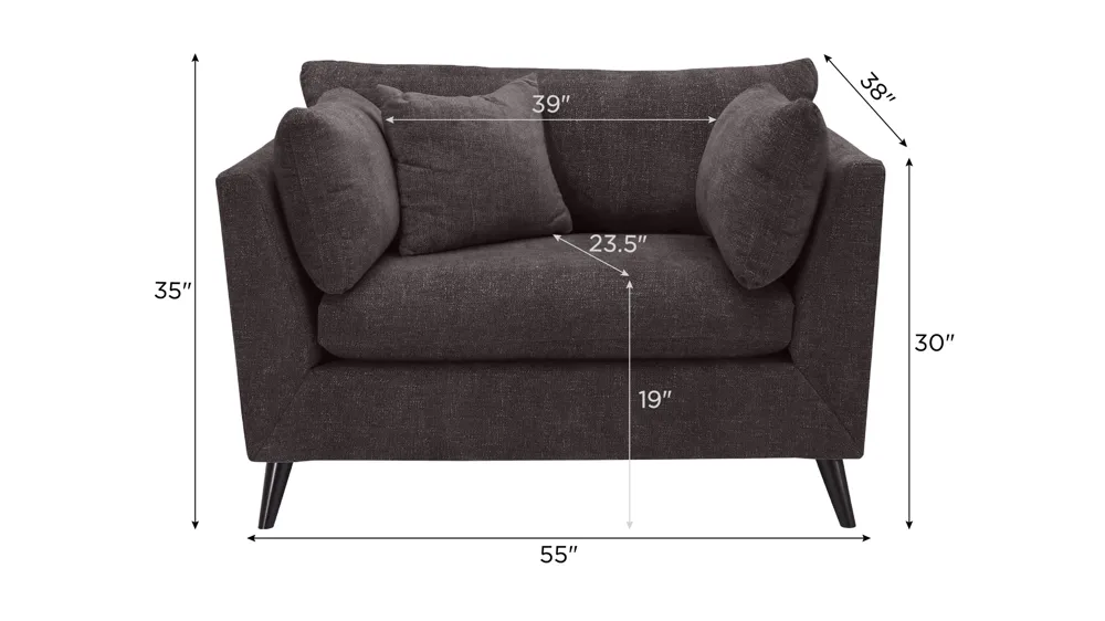 Caruso Chair and a Half Dimensions
