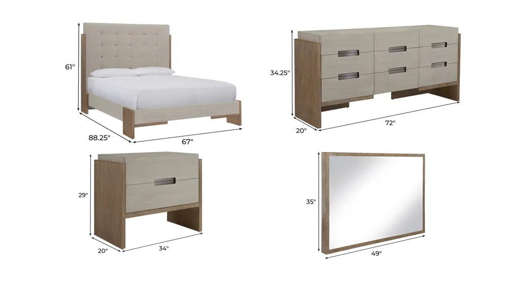 Sterling 4-pc. Bedroom Set Dimensions
