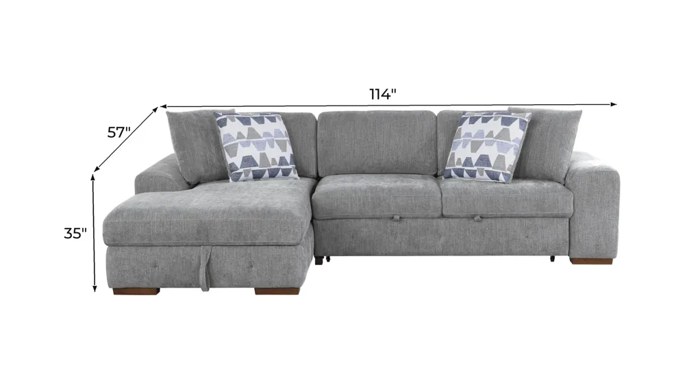 Dolman 2 pc. Sofa Chaise with Pop-Up Sleeper Dimensions