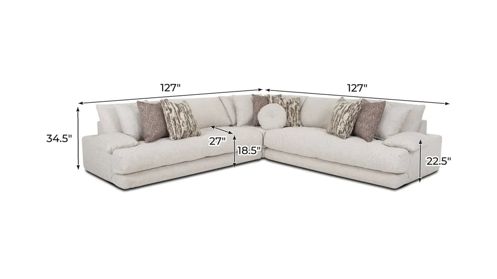 Jade 3-pc. Sectional Dimensions