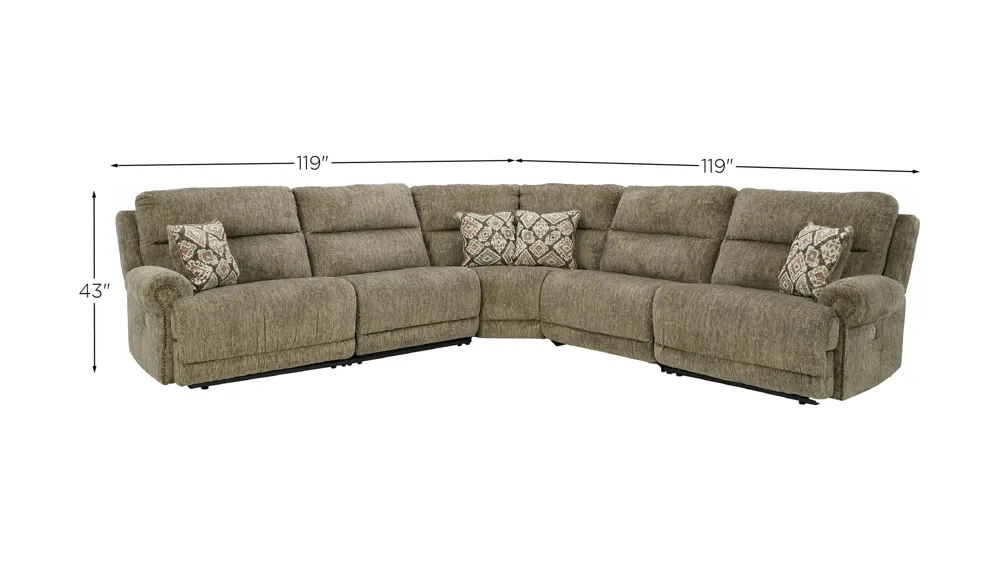 Lubec 5-Pc Power Sectional Dimensions