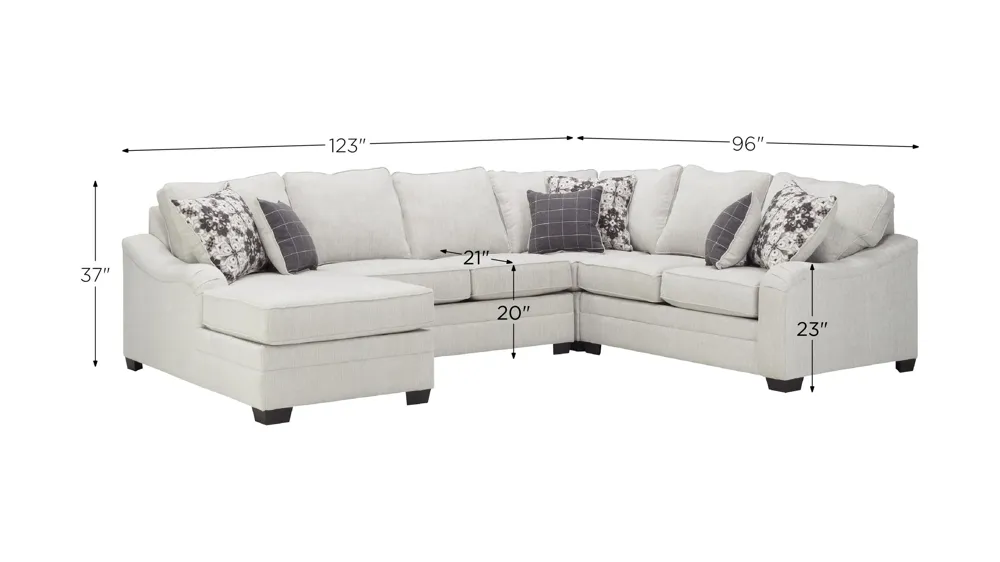 Caid 4-pc. Chenille Sectional Sofa Dimensions