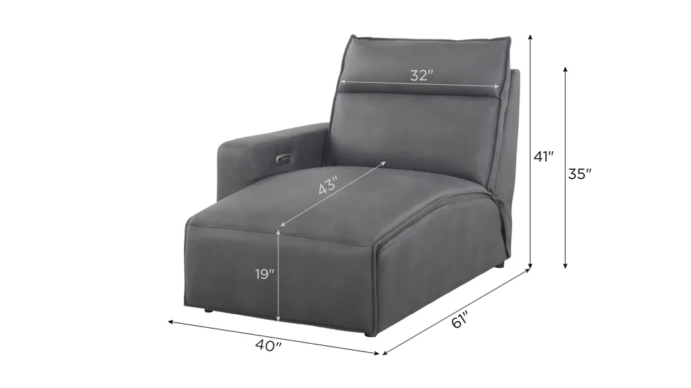 ModularTwo Left Arm Facing Dual Power Chaise Dimensions
