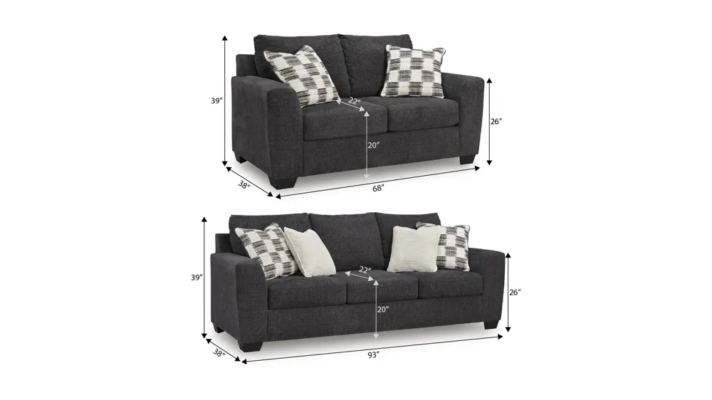 Loreo 2-pc. Living Room Set Dimensions