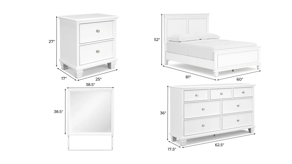 Reed 4-pc. Panel Bedroom Set Dimensions
