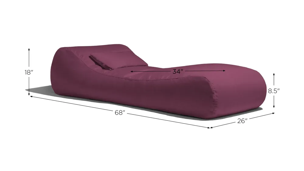 Lunsford Outdoor Bean Bag Sun Lounger with Cover Dimensions