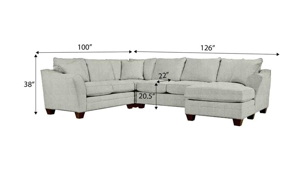 Foresthill 4-pc. Sectional w/ Right Arm Facing Chaise Dimensions