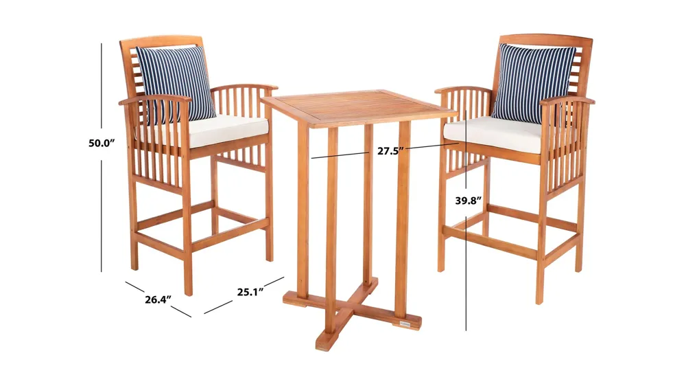 Garretson 3-pc. Outdoor Pub Table Set Dimensions