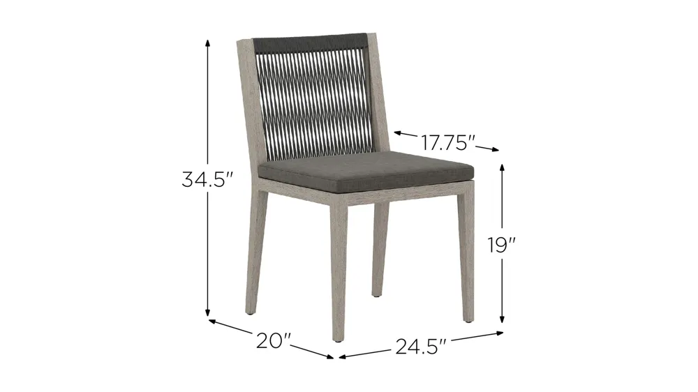 Sherwood Outdoor Dining Side Chair Dimensions