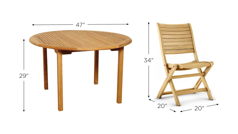 Campos 5-pc Round Patio Dining Table Set Dimensions