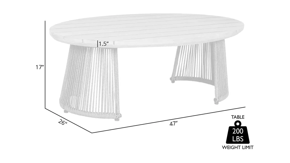 Benicia Outdoor Coffee Table Dimensions