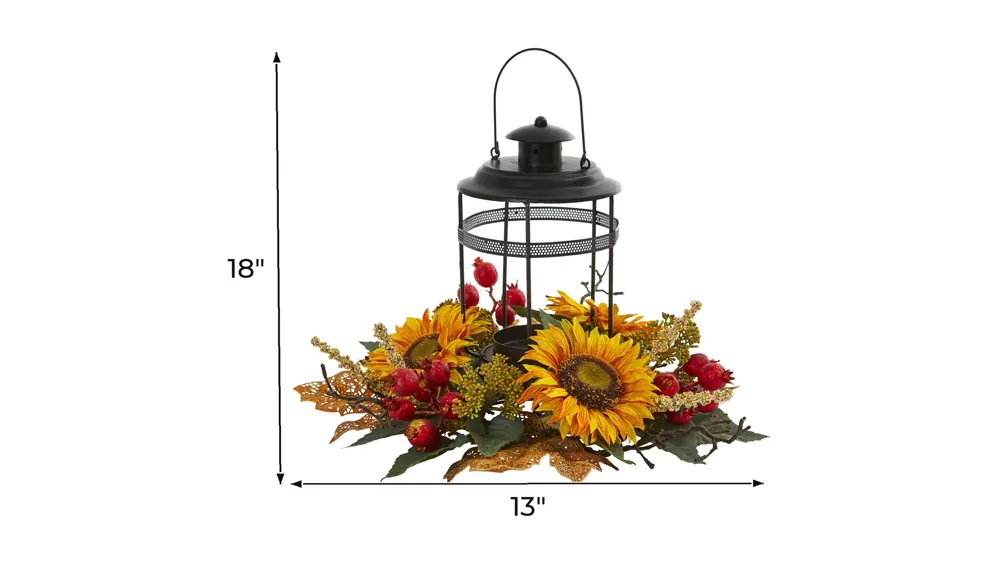 Sunflower Berry Artificial Arrangement Candelabrum Dimensions