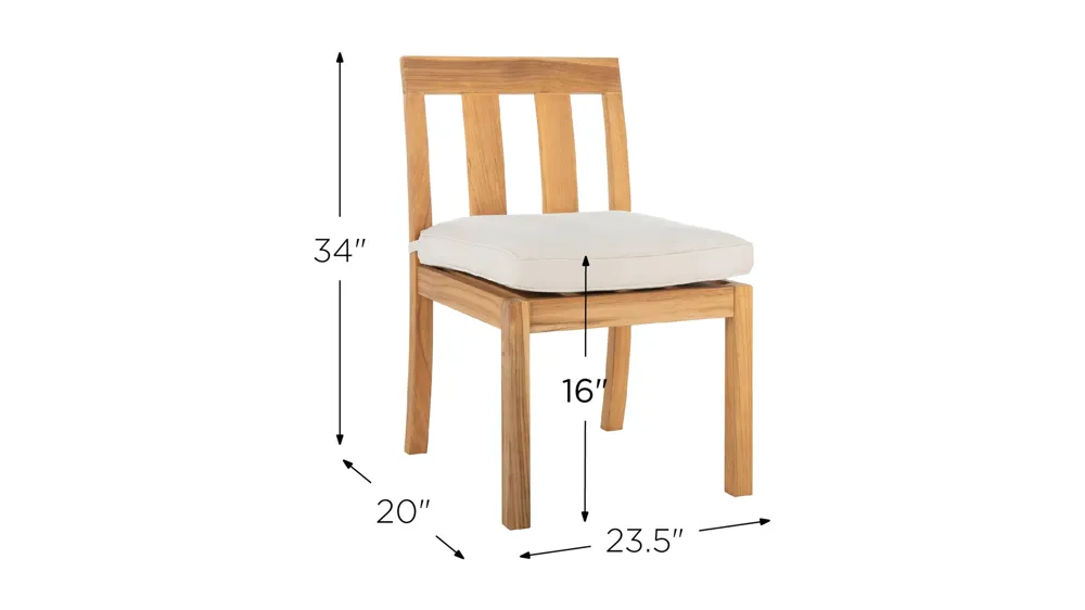 SunSet Brazilian Teak Dining Chair Dimensions