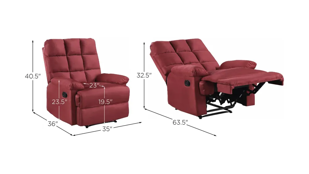 Cynthia Manual Recliner Dimensions