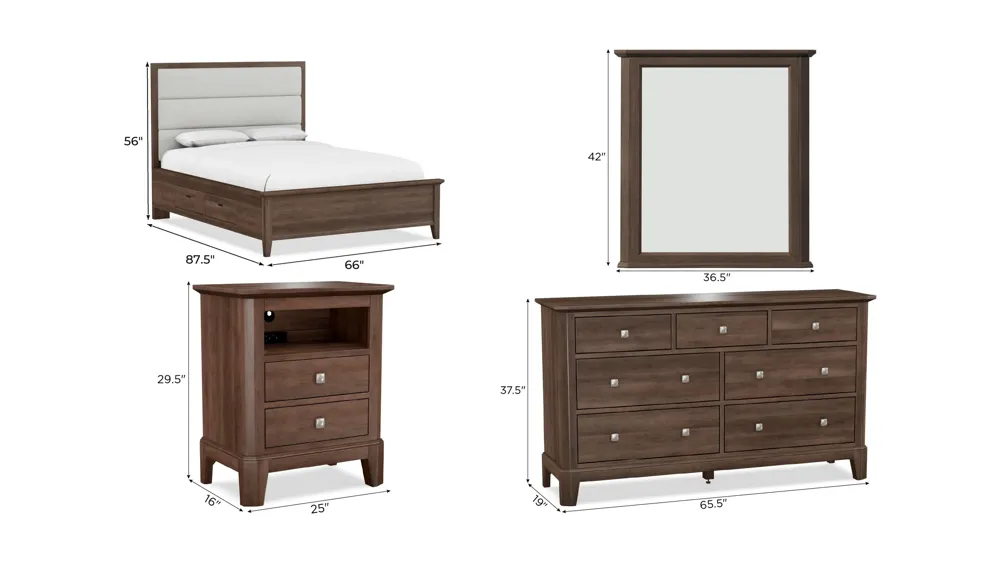 Urbane 4-pc. Bedroom Set Dimensions