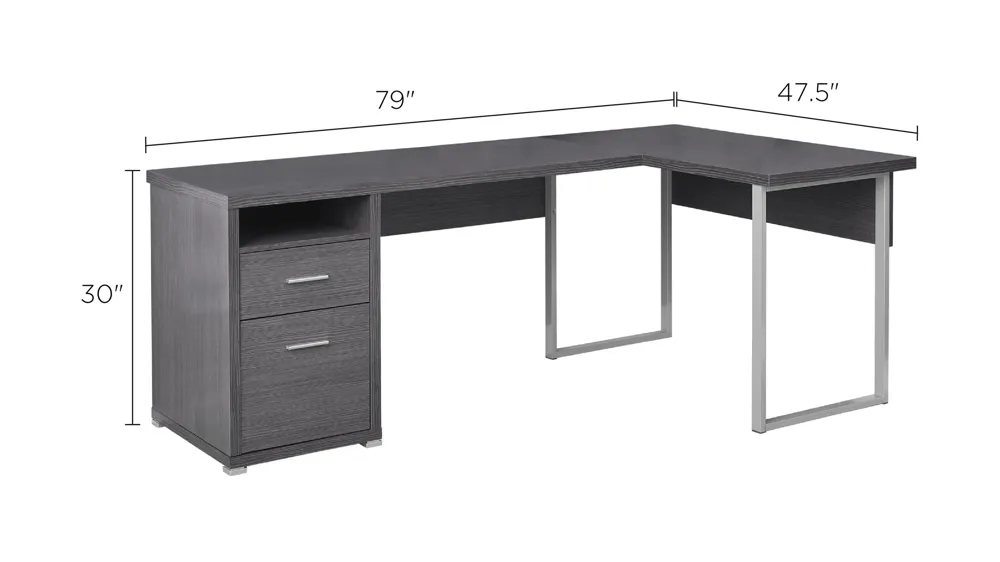 Jojo 80" L-Shaped Computer Desk Dimensions