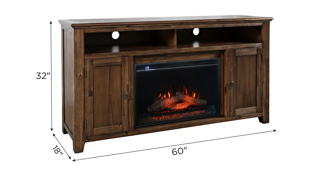Bakersfield TV Stand w/ Electric Fireplace Dimensions