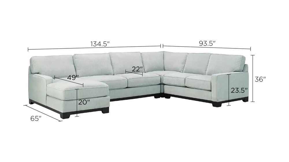Arlo 4-pc. Sectional Sofa Dimensions