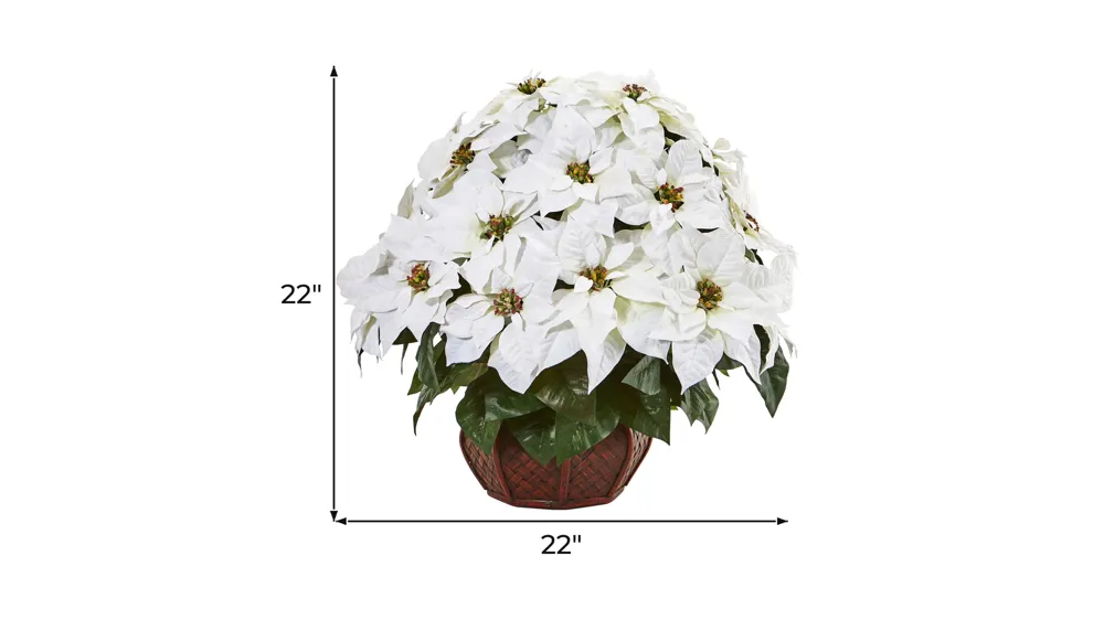 Poinsettia Artificial Arrangement in Decorative Planter Dimensions