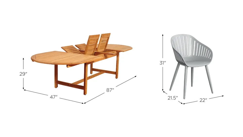 Amazonia 11-pc. Outdoor Oval Patio Dining Set Dimensions