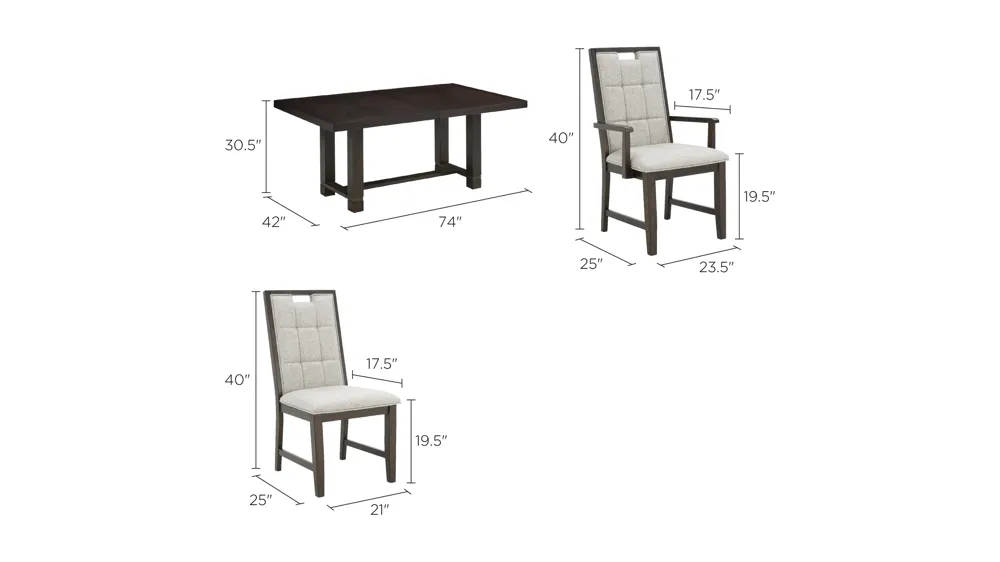 Andell 7-pc. Dining Set Dimensions