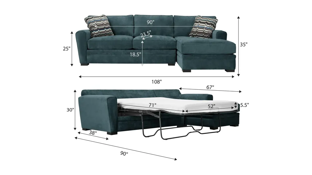 Artemis II 2-pc. Sectional w/ Full Sleeper Dimensions