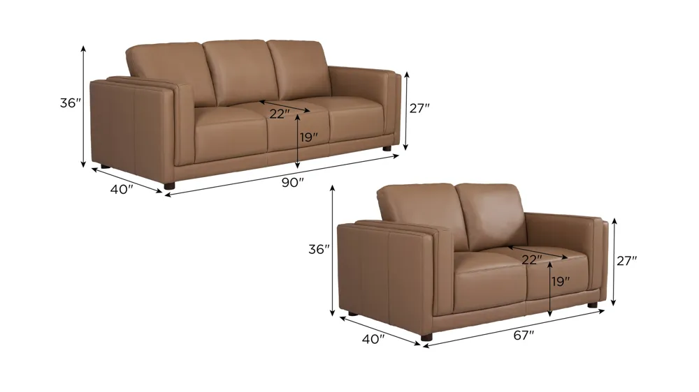 Marni Leather Living Room Set Dimensions