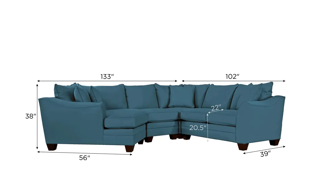 Foresthill 4-pc. Left Hand Cuddler Sectional Sofa Dimensions