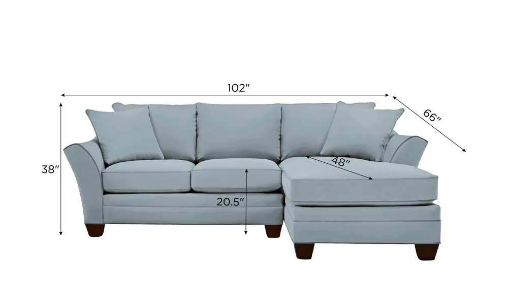 Foresthill 2-pc. Right Hand Chaise Sectional Sofa Dimensions
