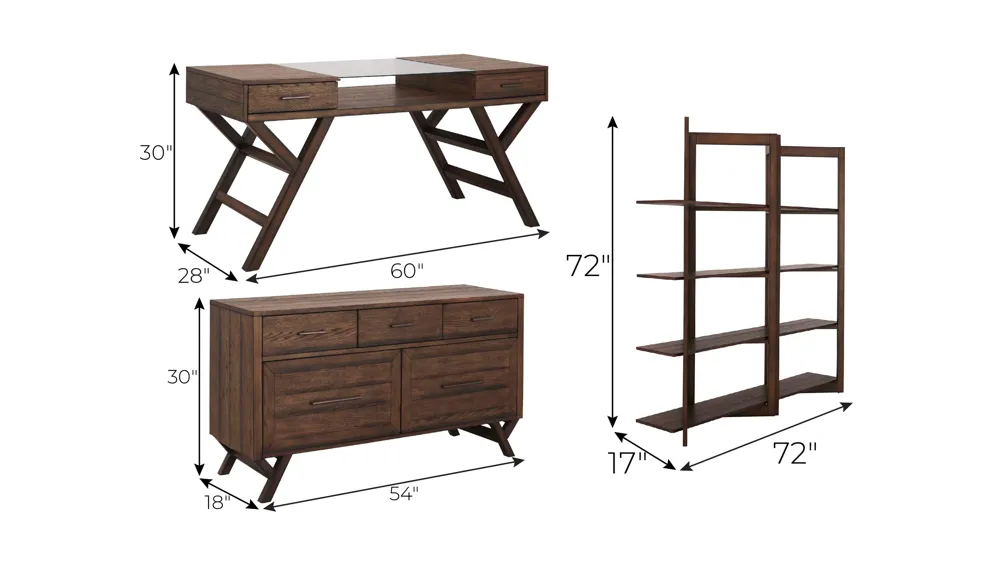Houghton 3-pc. Home office Set Dimensions