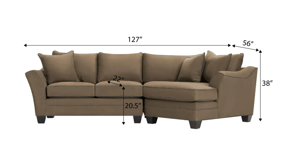 Foresthill 2-pc. Right Hand Cuddler Sectional Sofa Dimensions
