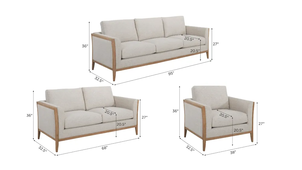 Merino Living Room Set Dimensions