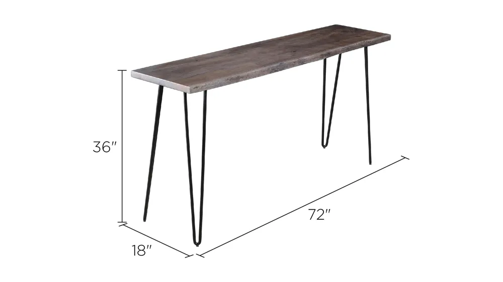 Nature's Live Edge 72" Counter-Height Table Dimensions