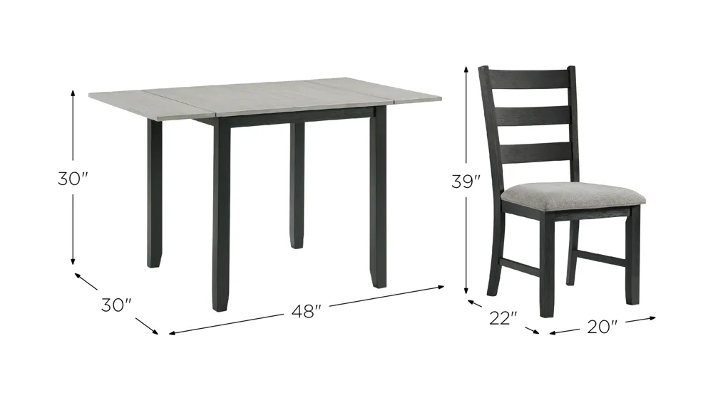 Tuttle 3-pc. Drop Leaf Dining Set Dimensions