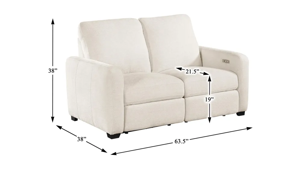 Leif P2 Reclining Loveseat Dimensions