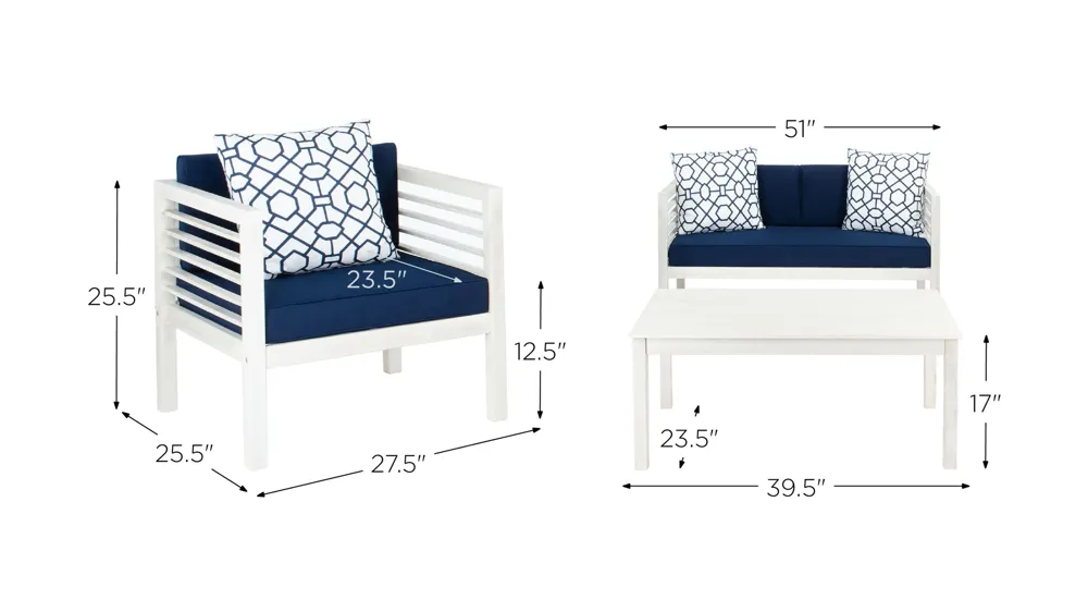 Samana 4-pc. Patio Set Dimensions